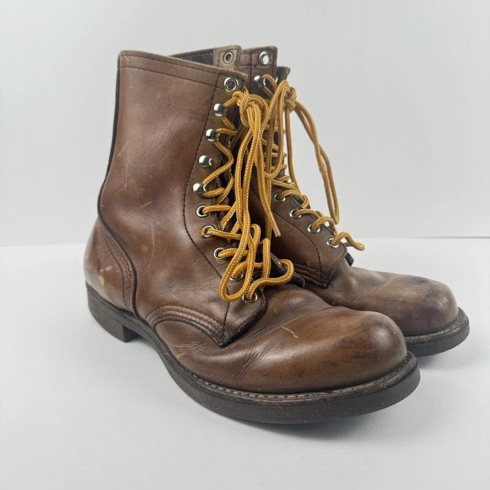Vintage Red Wing Boots Mens 6 Brown Steel Toe Work Made USA Oil Resistant Cork